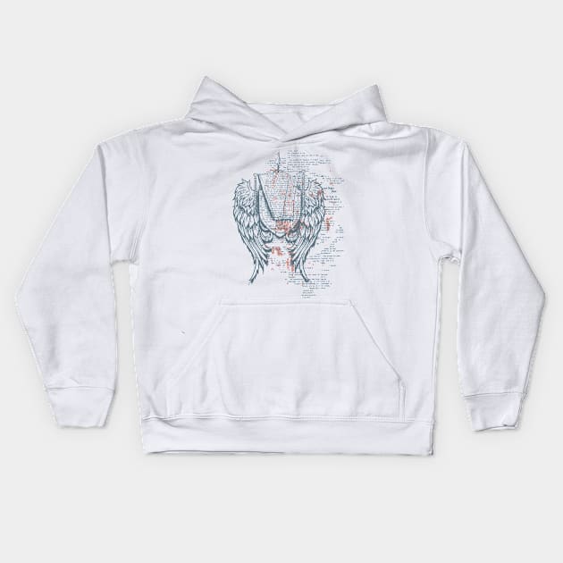 Weathered Wings Vintage Design Kids Hoodie by Jarecrow 